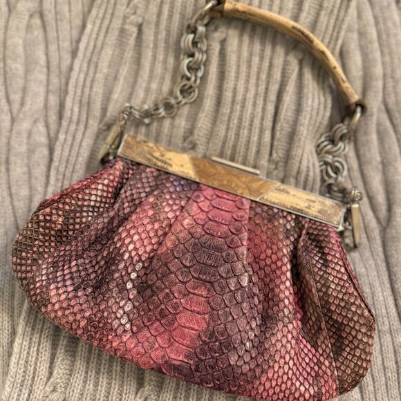 Vintage Prada Python  with lizard handle and trim handbag - Picture 1 of 10